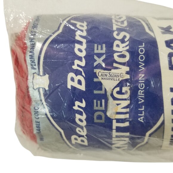 Vintage Red Wool Yarn Rare Bear Brand - Picture 6 of 7